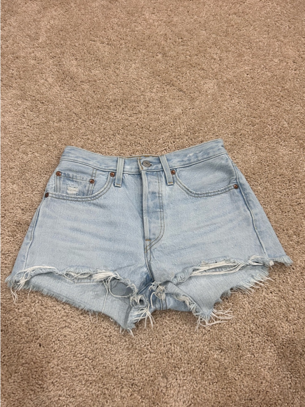 Levi's Light Blue Distressed Cutoff Denim Shorts